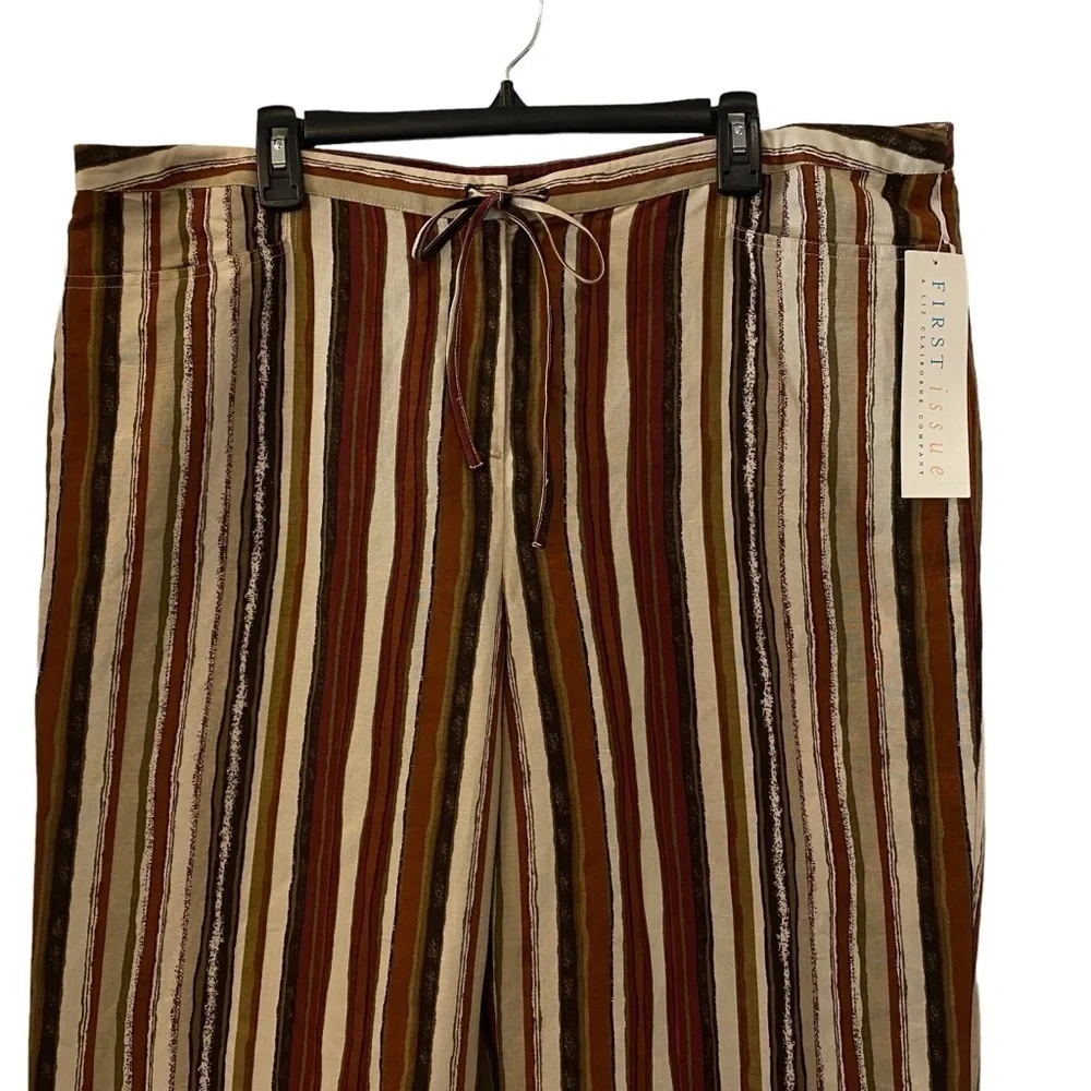 Liz Claiborne First Issue women plus size 16 linen blend straight wide leg pants